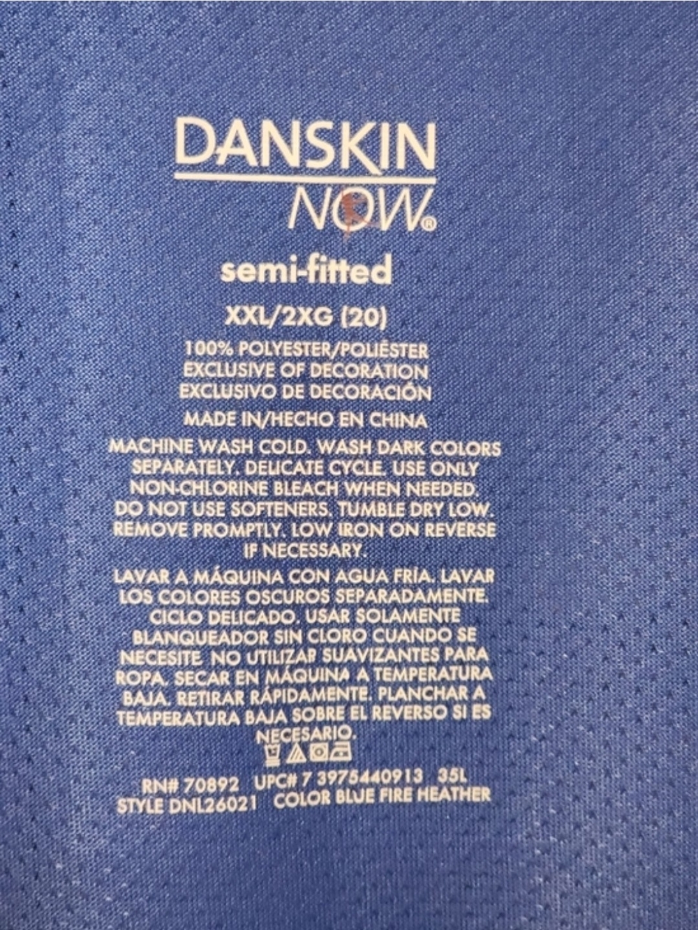 Danskin Royal Blue V-Neck Short Sleeve Tee Plus Size XXL/20 - Picture 7 of 9